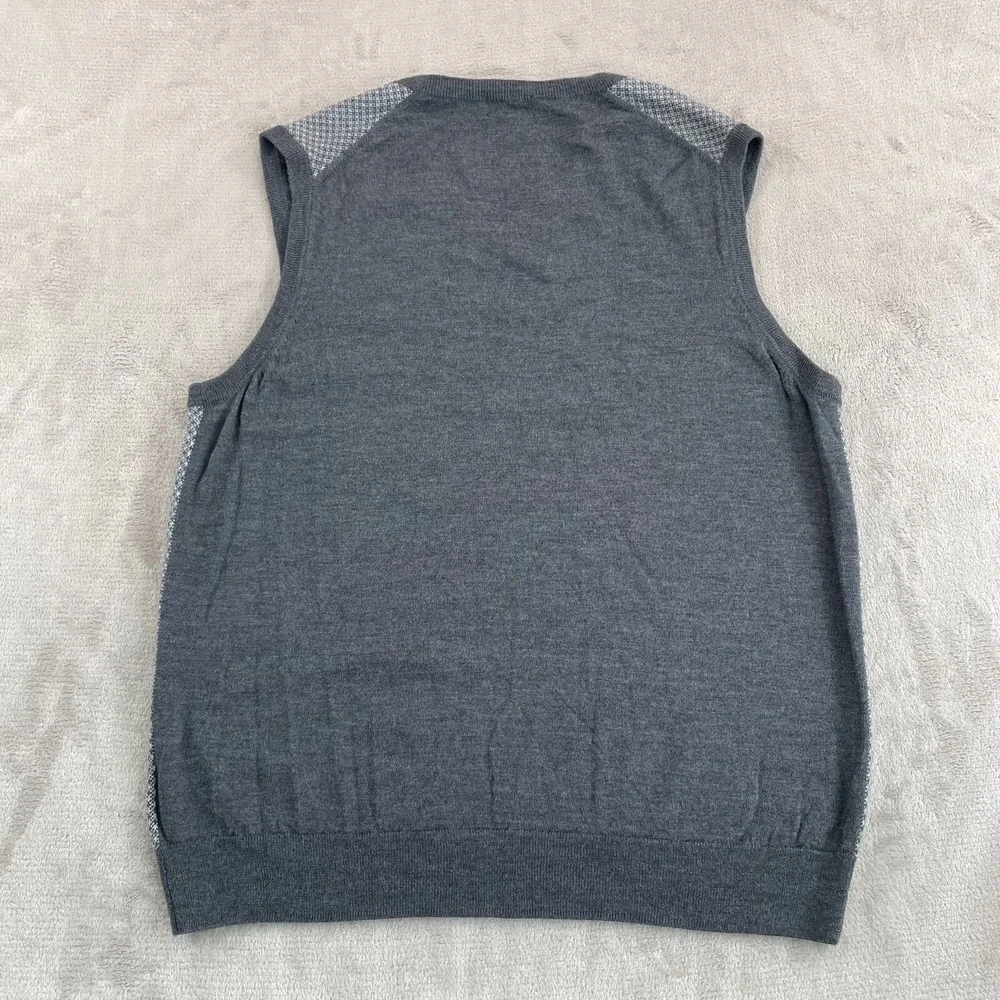 Brooks Brothers V Neck Vest Men 2XL Grey Extra Fine Merino Wool Houndstooth NWOT